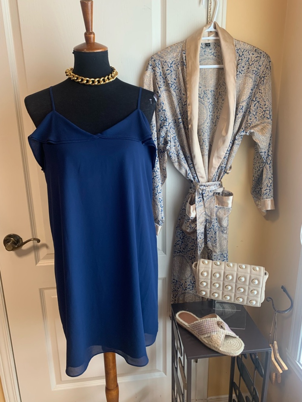 Navy Blue Spaghetti Strap Dress Slip Dress